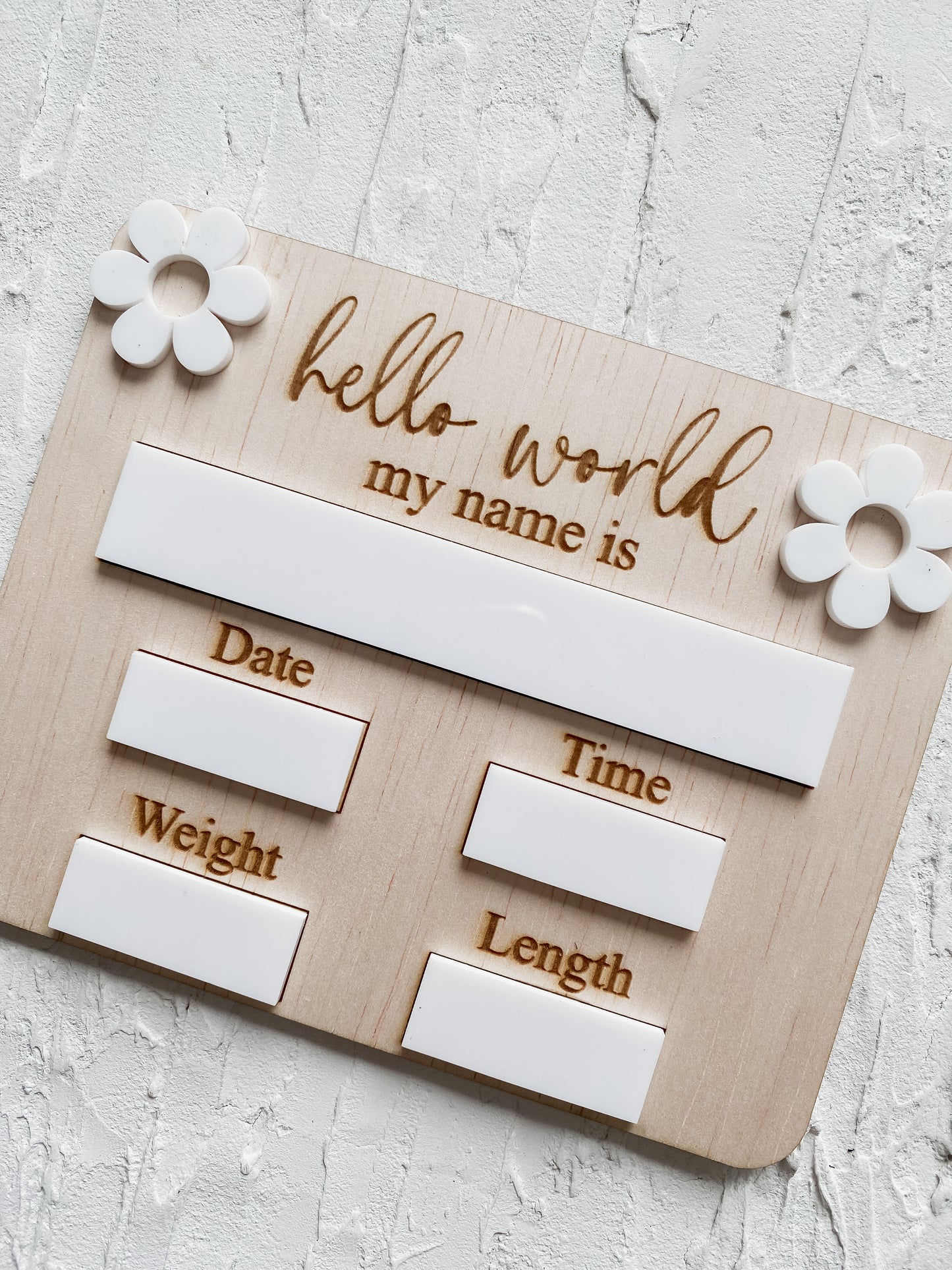 Hello World Baby Birth Announcement Plaque