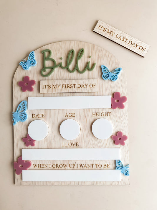 Large Back to School Board - FLOWERS AND BUTTERFLIES