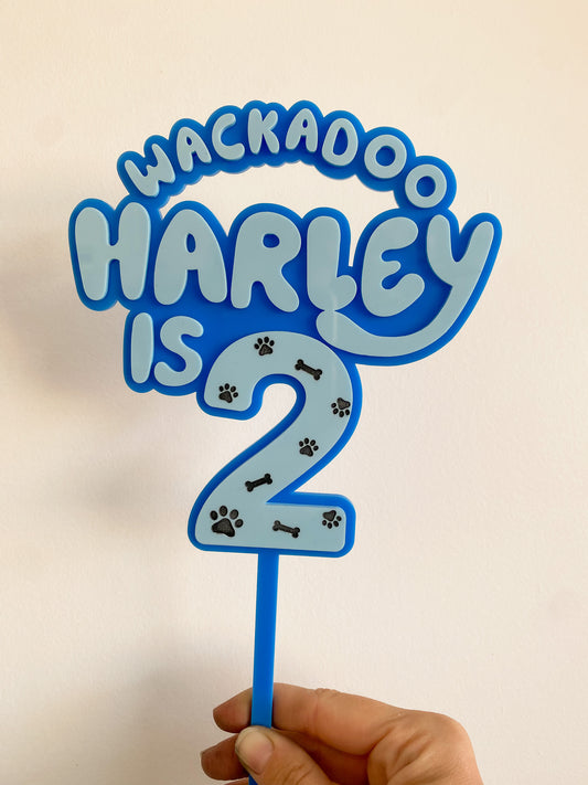 Personalised Wackadoo I’m Two Bluey Inspired Cake Topper