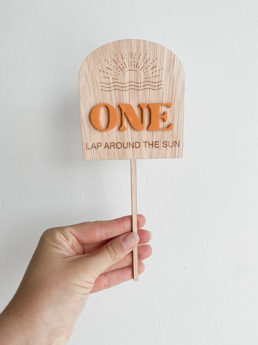 One Lap Around the Sun Cake Topper