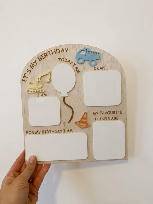 Birthday Milestone Board - Trucks