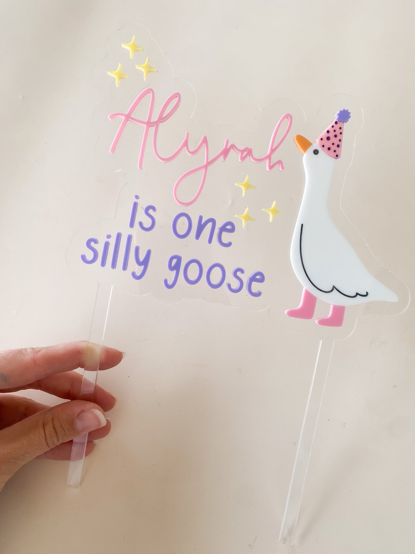 Acrylic One Silly Goose Birthday Cake Topper