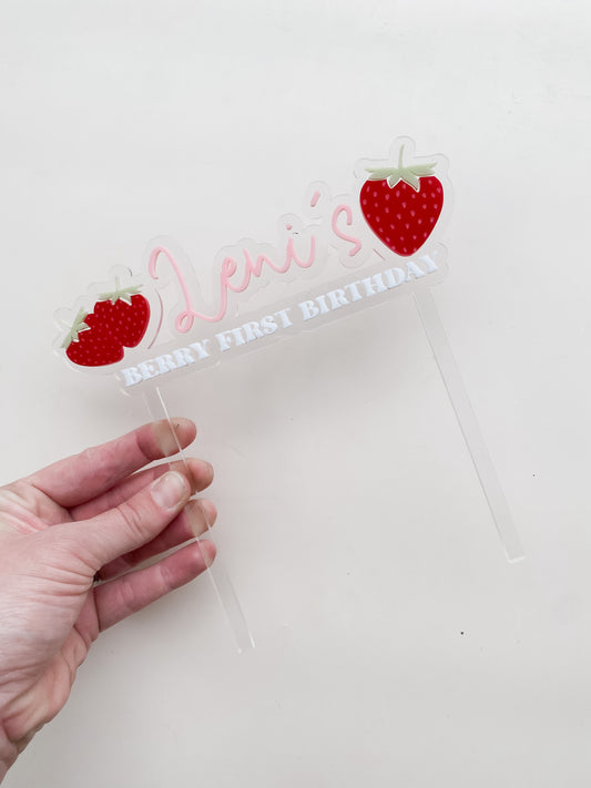 Personalised My Berry First Birthday Cake Topper - Acrylic