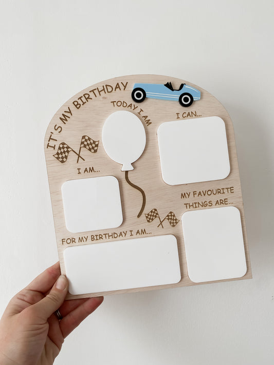 Race Car Birthday Milestone Board