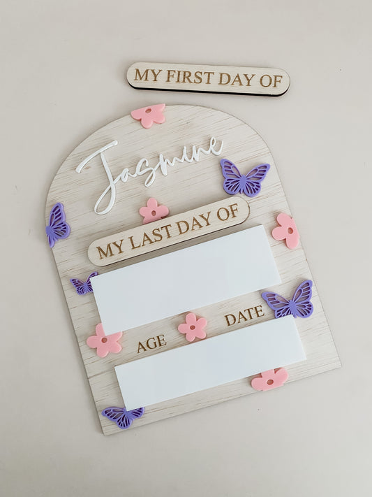 Butterfly and Flower First and Last Day Board