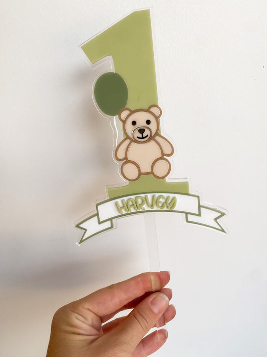 Personalised Beary First Birthday Cake Topper