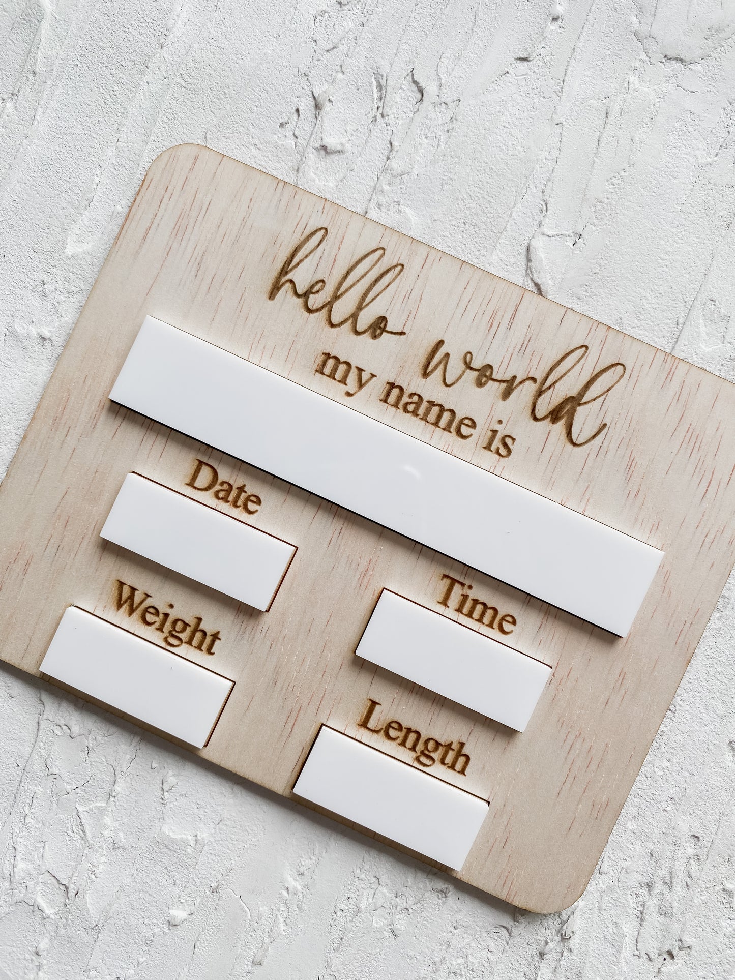 Hello World Baby Birth Announcement Plaque