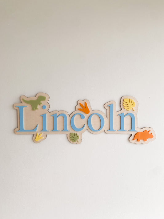 Personalised Wall Name Sign - Dinosaur