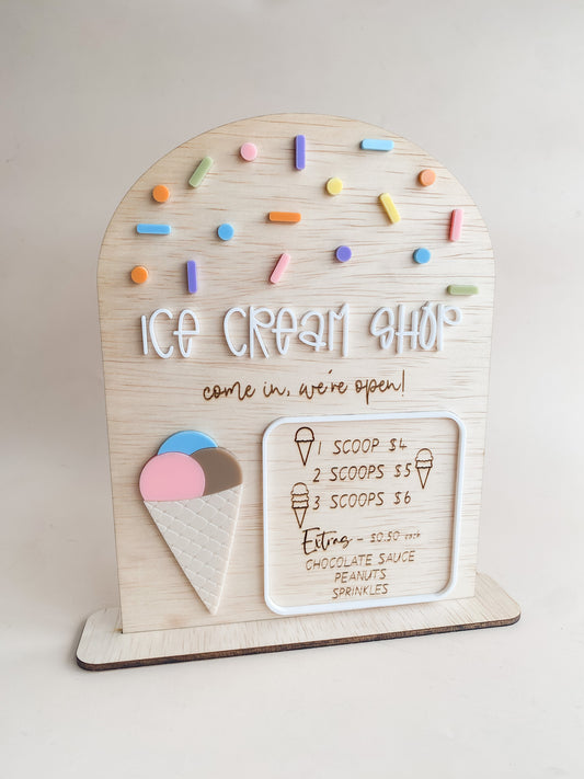 Ice Cream Shop Menu Sign