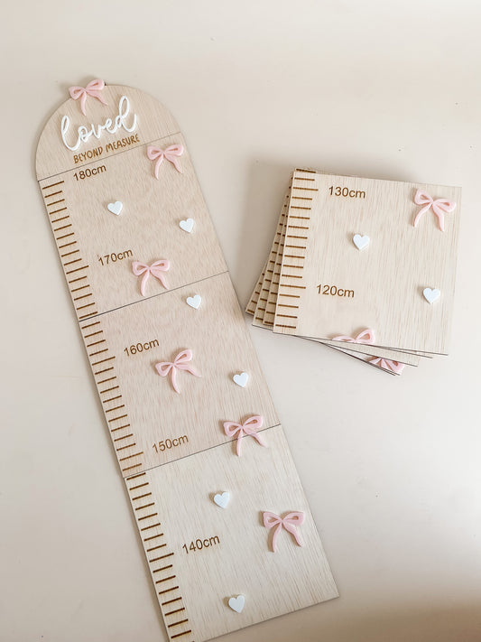 Bow and Hearts Children's Height Chart