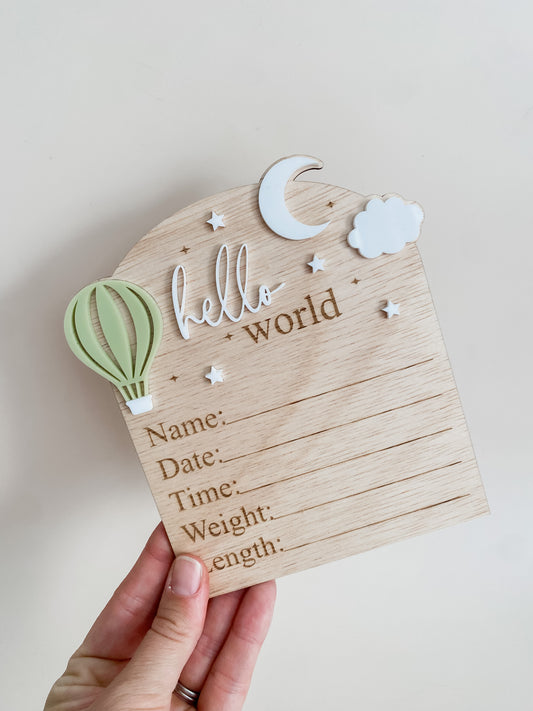 Baby Birth Announcement - Hot Air Balloon