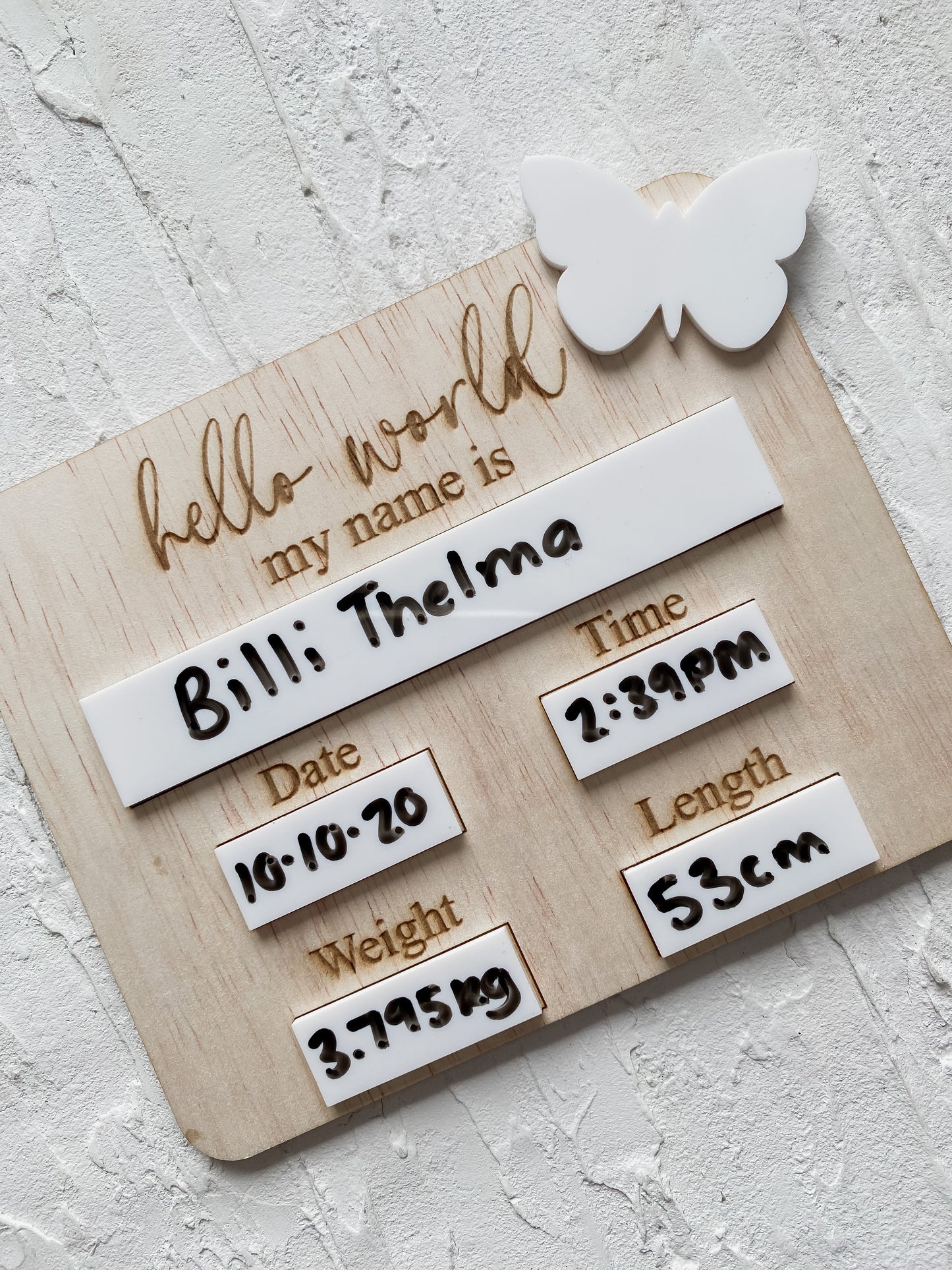 Hello World Baby Birth Announcement Plaque