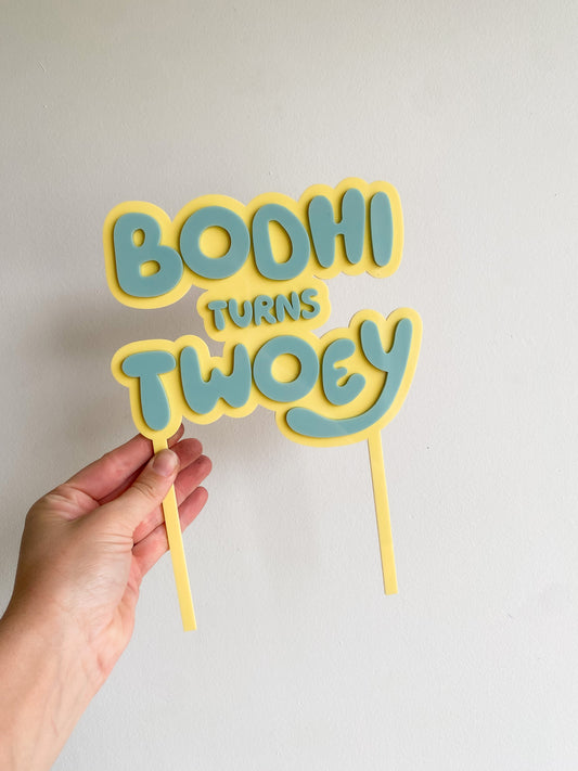 Personalised Twoey Cake Topper Bluey Inspired