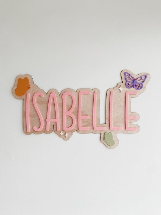 Personalised Wall Name Sign - Butterfly