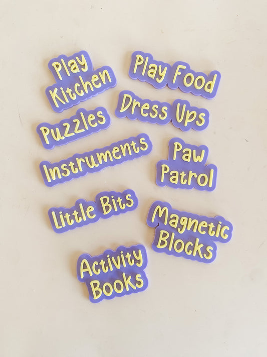Custom Playroom Organisations Labels
