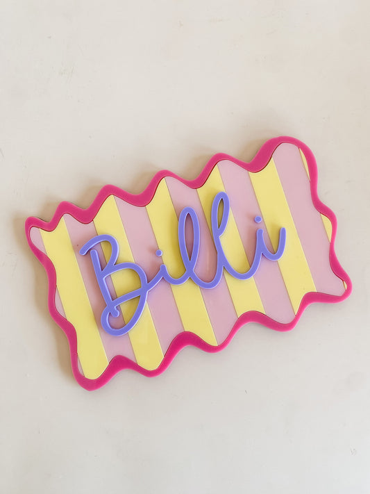 Wavy Striped Personalised Name Sign