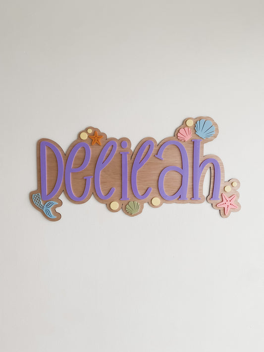 Personalised Wall Name Sign - Mermaid